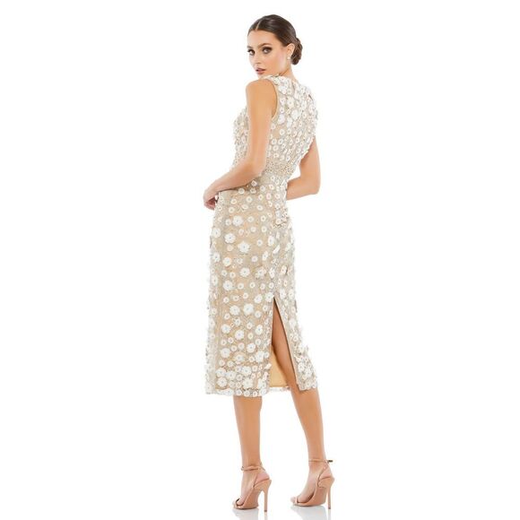 Mac Duggal NWT Sheer Mesh Cocktail Dress 67853 in Ivory/Nude Size 12 MSRP‎ $598 - Picture 3 of 9